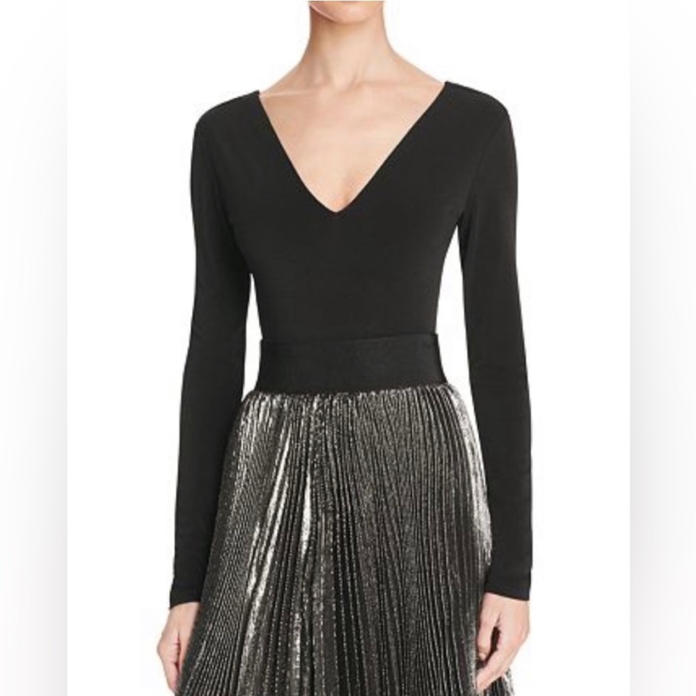 Alice + Olivia Miley Deep V Longsleeve Bodysuit